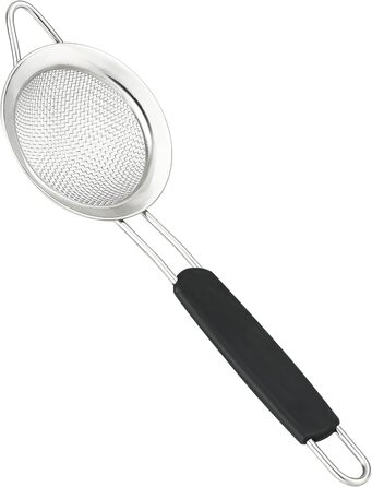 Набір сит Jojeys 3 розмірів – металеві сита з нержавіючої сталі, дрібний отвір – кухонні сита з нержавіючої сталі для приготування їжі, випічки – придатні для миття в посудомийній машині (8 см з гумовою ручкою)