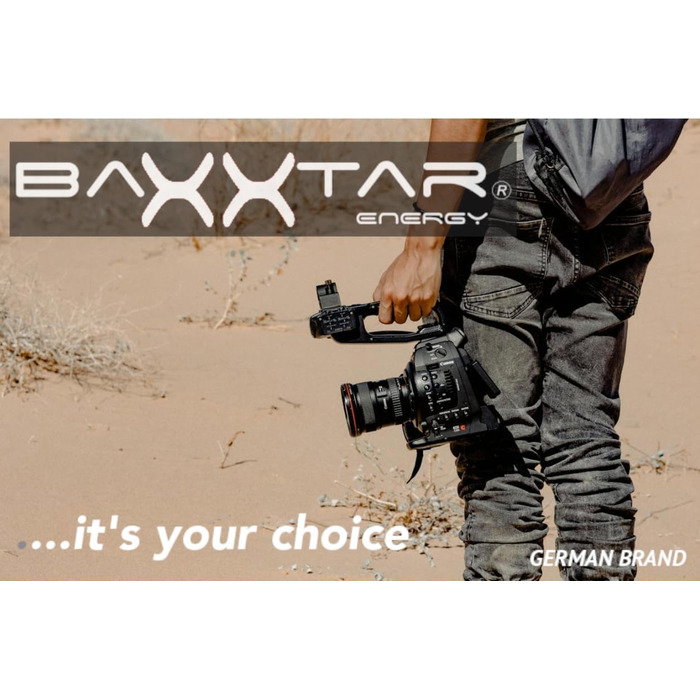 Зарядний пристрій Baxxtar для акумуляторів LP-E6NH, LP-E6N, LP-E6 з подвійним LCD-дисплеєм та USB-C/Micro-USB живленням