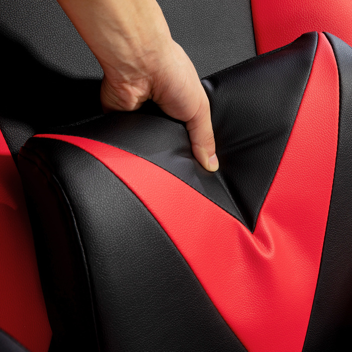 Vinsetto Gaming Chair with Rocking Function, Ergonomic Computer Chair, Height-Adjustable Office Chair, Swivel Desk Chair with Head and Lumbar Pillow, Supports up to 120 kg, Black+Red | Aosom