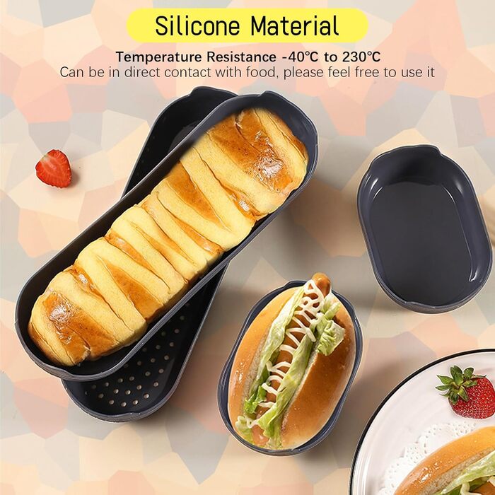 JAOGAUS 6-Piece Baguette Baking Sheet, High-Quality Roll Baking Mold, Baguette Sheet, Baguette Baking Mold, Bread Baking Forms, Perforated, Non-Stick Food Grade, Easy to Clean, Bread Baking Accessories (Gray)