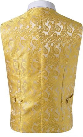 Чоловічий набір: краватка, кишеньковий хустинка, візерунок пейслі, 4 предмети (4XL, золото-жовтий)