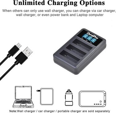 Акумулятор DuraPro 3X 1680mAh + USB LED Зарядний пристрій для GoPro Hero4 AHDBT-401