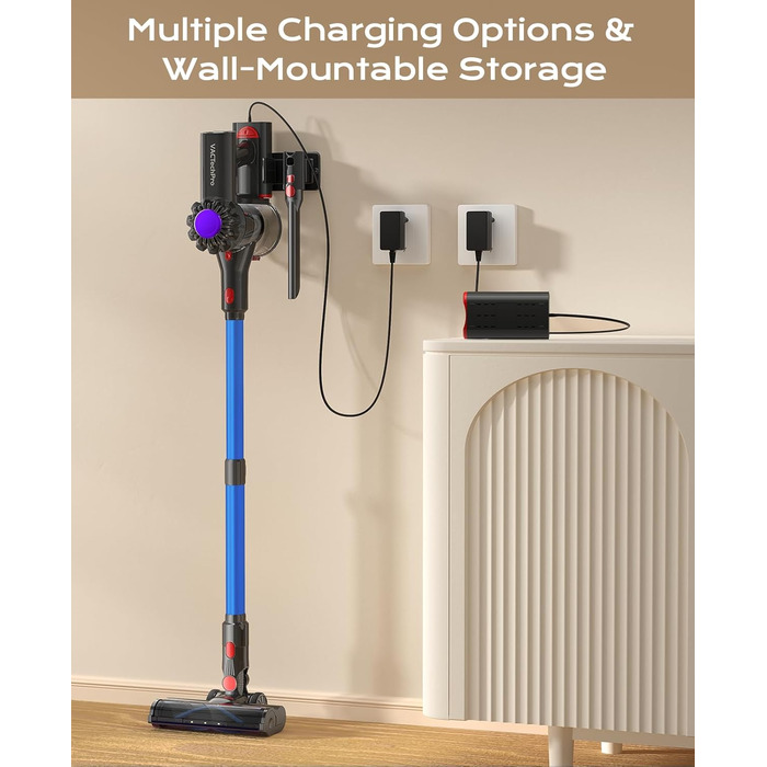 Бездротовий акумуляторний пилосос V15, 35KPa, 6-в-1, для твердих підлог та килимів, видаляє шерсть тварин (Блакитний)