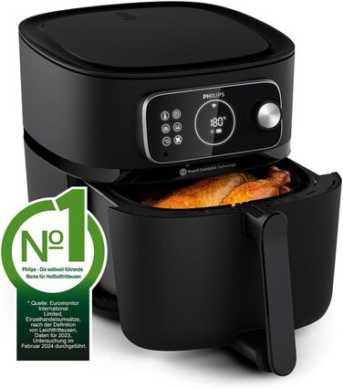 Philips Airfryer Combi 7000 Series XXL - 8.3 l (2 kg), 22-in-1 Airfryer, WiFi Connection, Automatic Cooking Programs, 99% Less Fat with Rapid CombiAir, Recipe App (HD9875/90)
