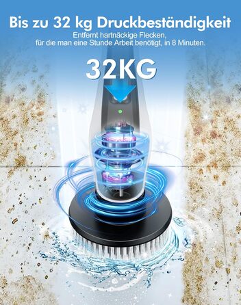 Електрична щітка для чищення з 9 насадок, щітка для швів, водонепроникна IPX8, електричний спін-скреббер з регульованою ручкою, 2 швидкості, для ванної кімнати, кухні, авто, біла+чорна
