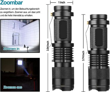 Дитячий ліхтарик Mini LED з регулюванням фокусу, 3 режими, водонепроникний, 2 шт. - ідеальний подарунок для риболовлі, походів та кемпінгу