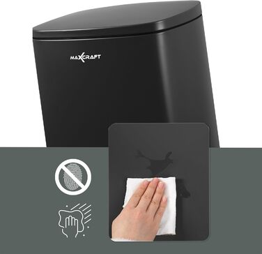 Степле́р для смі́ття 50 літрів зі сталі з внутрішнім відром з пластику - з м'яким закриттям кришки, для кухні, ванної кімнати або офісу - чорного кольору