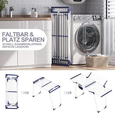Сушарка для білизни з крилами, розкладна, з мішком для білизни та тримачем для шкарпеток, для одягу та рушників