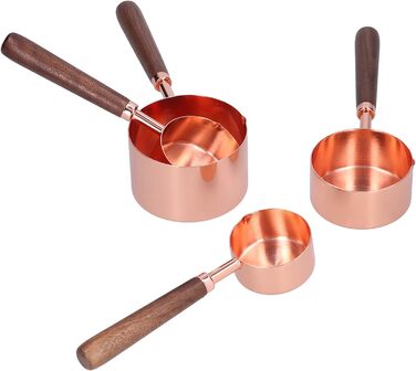 Measuring Spoon Set, 4 Measuring Cups in Rose Gold with Scale, Stainless Steel Measuring Spoons for Kitchen Utensils (Size: L)