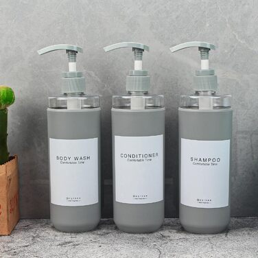 Набір дозаторів для душу Goyiseе, 3 шт, сірий (для мила та шампуню)