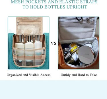Women's Toiletry Bag, BAGSMART Travel Toiletry Organizer with Hanging Hook, Waterproof Cosmetic Makeup Bags Travel Organizer for Shampoo, Full Size Containers, Toiletries, Black L Black