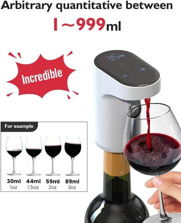 Electric Wine Decanter, Aerator, Dispenser, Pourer, Whisky Liqueur Pump, Funny, Unique, Birthday Gift, Men, Women, Mom, Dad, Boss, Brother, Husband (White)