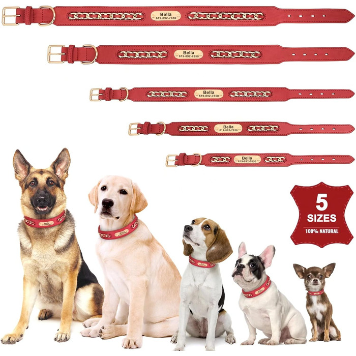 Шкіряний нашийник для собак Didog, плетений, з гравіюванням, регульований, чорний, L (17.0-20.0 см), ширина 3.2 см