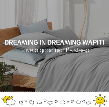 Комплект постільної білизни Dreaming Wapiti з мікрофібри, сірий колір Ice Grey, розмір King, з рельєфною текстурою, м'який та дихаючий, з блискавкою та кутовими стрічками