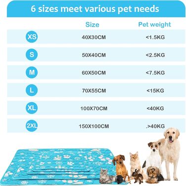 Килимок охолоджуючий для собак NIBESSER 2XL (150x100 см) - блакитна лапка, самоохолоджуючий, для дому, в авто