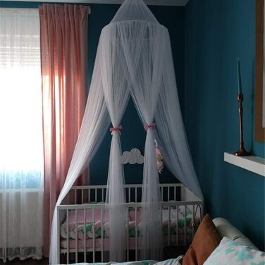 OldPAPA Kids Canopy Bed Canopy Baby Bed Mosquito Net Princess Playroom Decor Dome Premium Yarn Netting Curtains, White