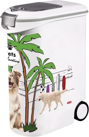 Контейнер для корму Curver для собак – 20 кг/54 л – Pets Collection – великий герметичний контейнер для зберігання корму для собак з колесами – 28 x 49 x 61 см