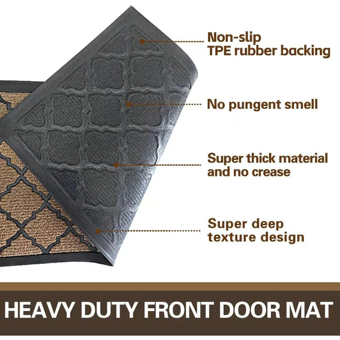 Придверний килимок Qingbei Rina 80 x 120 см, протиковзний килимок для вхідних дверей, тераси та саду, коричневий, придатний для прання
