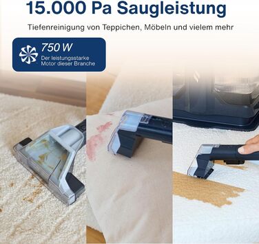 Samako Teppichreiniger Polsterreiniger: компактний ручний пристрій для чищення килимів та м'яких меблів, 400W, 2 великі резервуари для води, підходить для всіх типів тканини