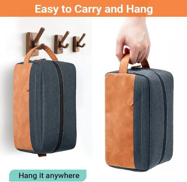 Чоловічий дорожній туалетний набір Elviros, подарунок для чоловіків, з можливістю підвішування, Dopp Kit, водонепроникний, з PU-шкіри, велика місткість, для подорожей та ванної кімнати (Морська синя, поверхня з PU-шкіри)