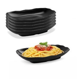 Прямокутні сервіровочні тарілки Teller Rechteckig, чорний порцеляновий набір для закусок, десертів, суші, салатів та інших страв (Ljp5008-6)