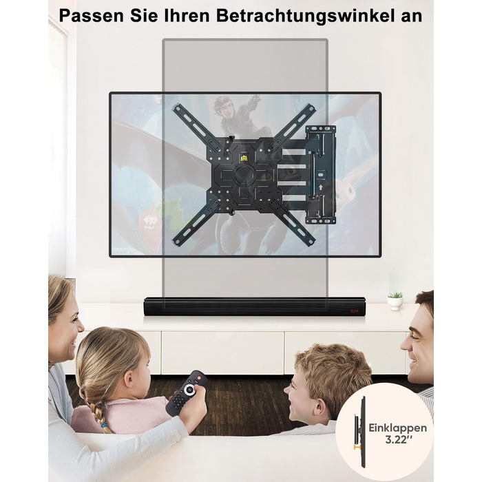 Кронштейн для телевізора FORGING MOUNT поворотний 26-65 дюймів, VESA 400x400, до 35 кг, подовжений 1035 мм