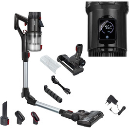 Акумуляторний пилосос MPM з цифровим дисплеєм та ручним пилососом 29,2V/250W - Інтелектуальний датчик пилу - Бездротовий акумуляторний пилосос - Пилосос без мішка - З кріпленням на стіну та аксесуарами