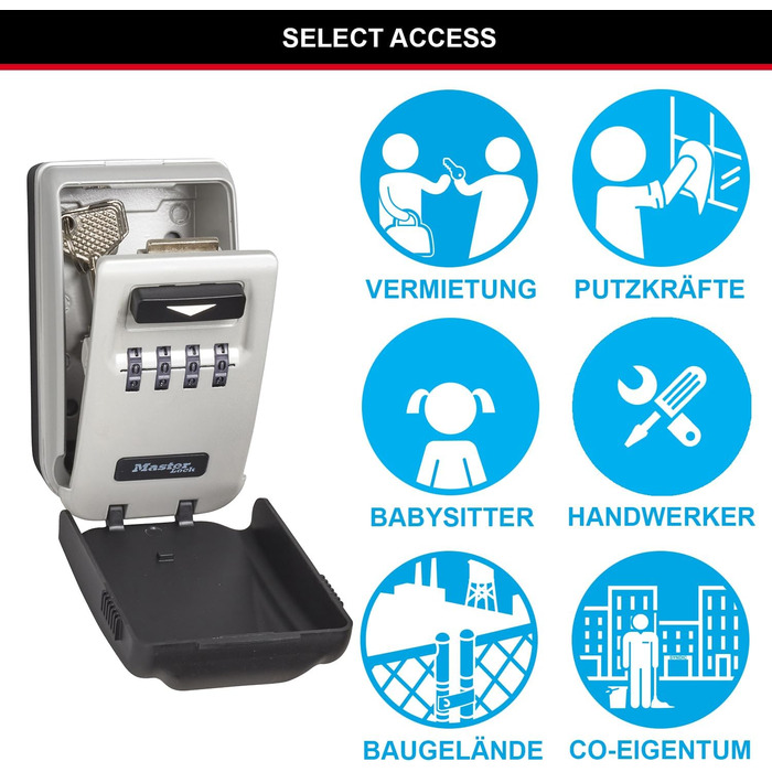 Сейф для ключів Master Lock з підсвічуванням цифр, настінний, для зовнішнього використання, 12.6 x 7.2 x 5.2 см