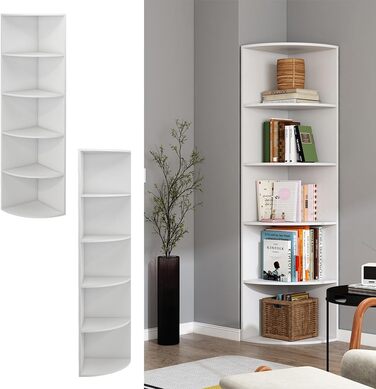 Кутова книжкова полиця Vicco Fabienne, біла, 30x60 см, 3 секції (5 секцій)