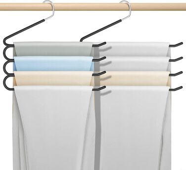 Набір вішалок для штанів, джинсів, краваток та шарфів, нержавіюча сталь, протиковзкі, 3 шт., чорний