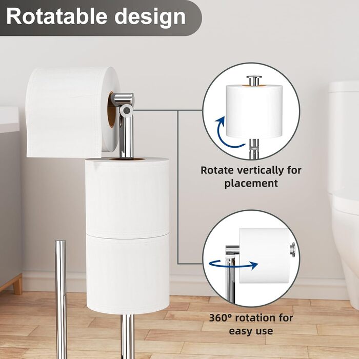 Тримач туалетного паперу з щіткою для унітазу з нержавіючої сталі, гальванічне покриття (сріблястий блискучий)