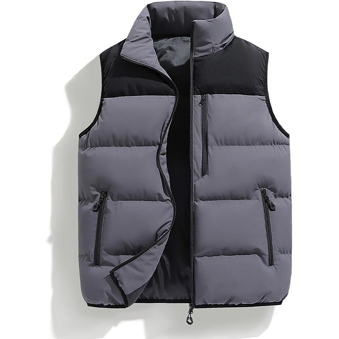 Чоловіча пухова жилетка з капюшоном, тепла безрукавка для зими, туризму та повсякденного носіння (4XL, сіра)