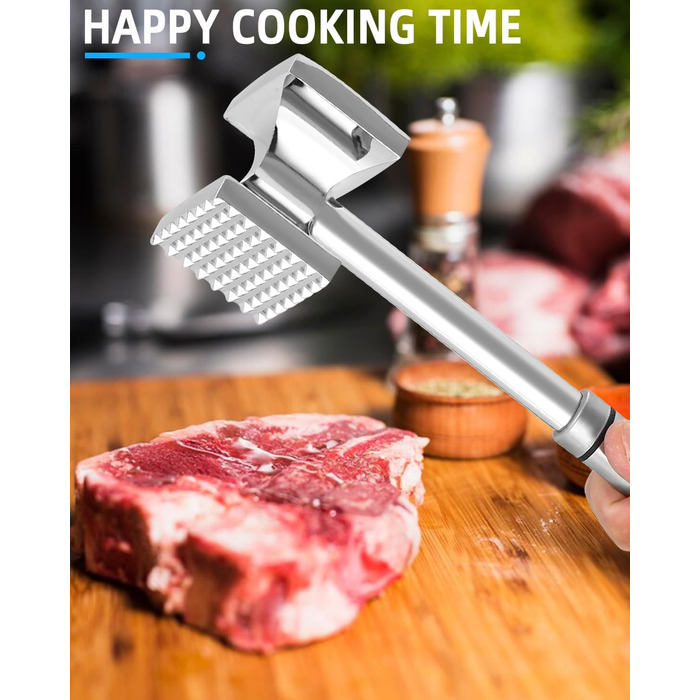 Fleischhmmer Bixury 27 см з нержавіючої сталі: подвійний м'ясорубка для кухні, ідеальний для шніцелів, котлет та стейків