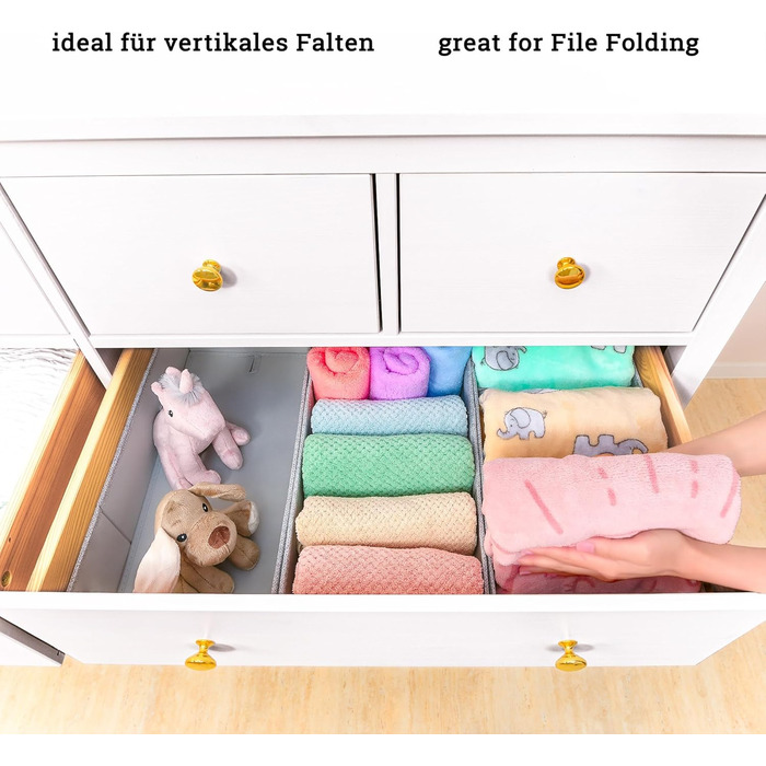 For IKEA dresser; THE ORIGINAL; perfect fit; Sturdy base; Drawer organization system for changing supplies, baby clothes, socks, underwear; 5-piece set (HEMNES DOUBLE FileFolding)