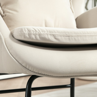 HOMCOM Rocking Chair Glider Armchair, Still Chair with Velvet Look, Rocking Chair with a 120 kg Load Capacity for Bedrooms, Living Rooms, Cream White | Aosom