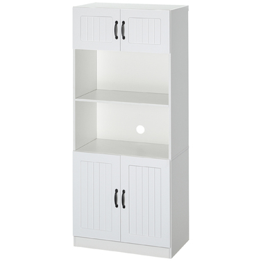 HOMCOM Kitchen Cabinet Kitchen Buffet Tall Cabinet with 2 Shelves and 2 Cabinets with Adjustable Shelves Microwave Shelf Anti-Tip Strap | Aosom