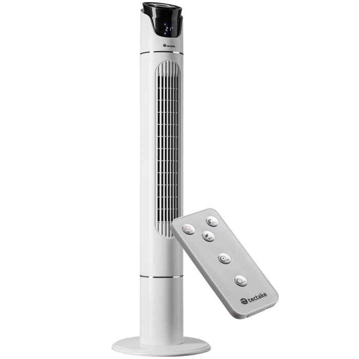 Турбо вентилятор Tectake з пультом дистанційного керування та таймером, тихий вентилятор-вежа, мобільний кондиціонер, 3 швидкості, 31 x 110 см