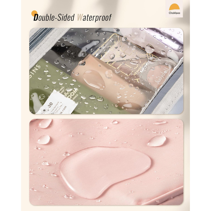 Жіноча косметичка для подорожей з петлею для підвішування – водонепроникна косметичка з прозорим вікном, легка сумочка для туалетних аксесуарів, макіяжу, шампуню, рожева, середній розмір (26x17x9 см)