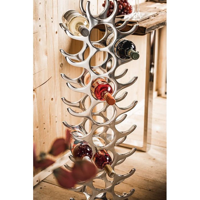 MichaelNoll Wine Rack Bottle Rack Bottle Aluminum Silver Luxury - Wine Rack, Modern Metal Shelf - Bottle Holder/Bottle Stand for Bottles of Prosecco, Wine and Champagne - 101 cm XXL