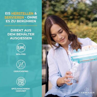 Форма для льоду ICEBREAKER NORDIC Push & Twist з кришкою, контейнер для кубиків льоду для морозильника, герметичний та компактний льодогенератор, Clear Water Blue (18 кубиків)