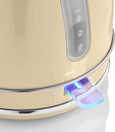 Swan Retro Electric Kettle - 1.8L, Vintage Design, Automatic Shut-Off, Cordless, BPA-Free Stainless Steel, 3000W, Cream