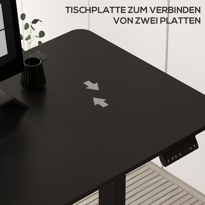 Vinsetto Standing Desk, Electric, with Anti-Collision, Overheat Protection, Memory Options, 140x70x72-116cm, Particleboard, Black | Aosom