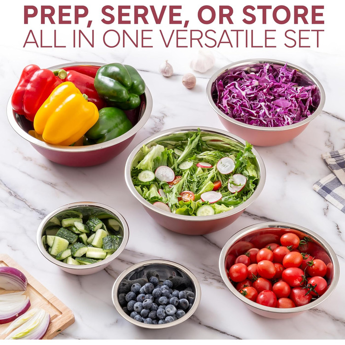 Набір мисок для змішування Cook With Color (6 шт.), нержавіюча сталь, рожевий