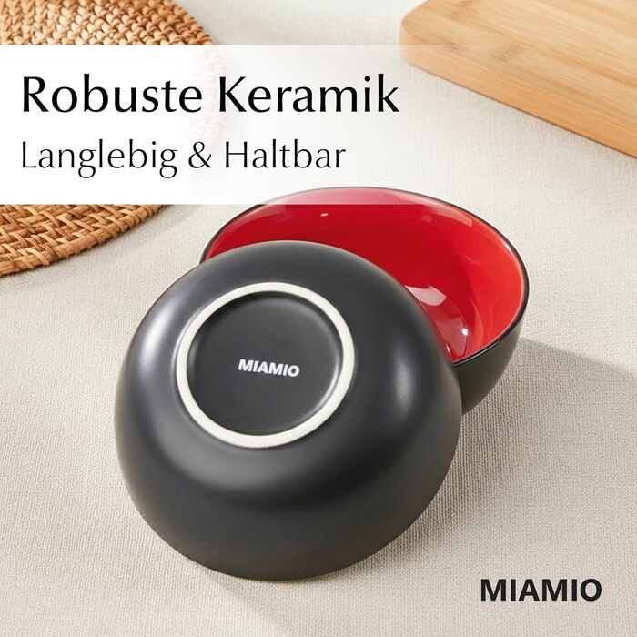 MIAMIO Le Papillon - Набір мисок для сніданку з кераміки (6 шт) 500 мл - Миючі в посудомийній машині та придатні для мікрохвильової печі