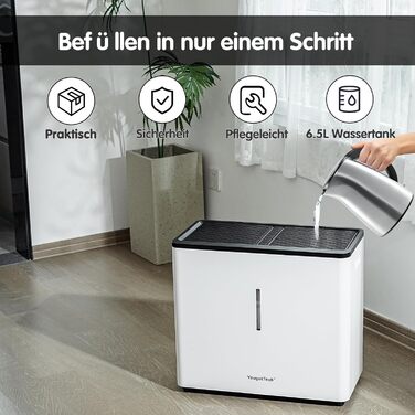 Зволожувач повітря 6L Top Fill, зволожувач повітря на основі випаровування, 1000 мл/год, автовимкнення, білий (EH22T)