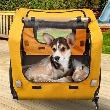 Причіп для собак до велосипеда, складаний, з прапорцем та ременем. Доступні кольори: червоний, пісочний, м'ятний, фіолетово-блакитний, військово-блакитний, військово-зелений