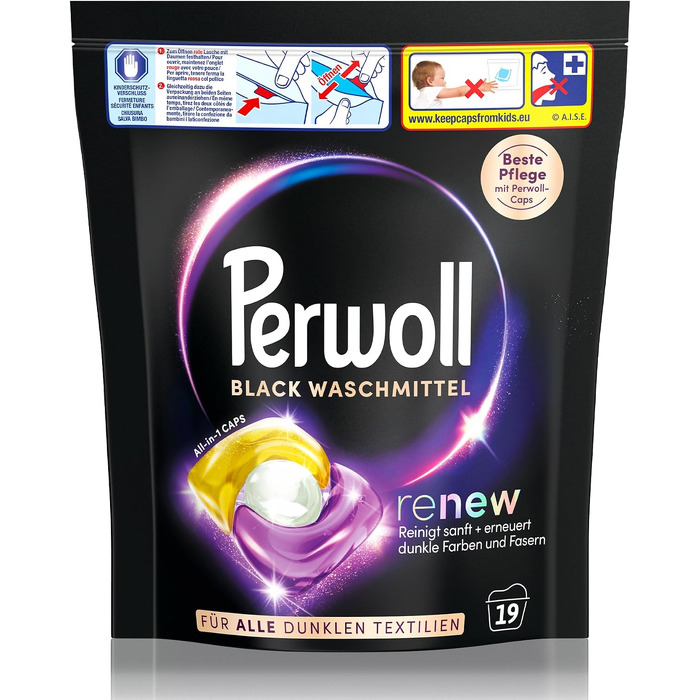 Капсули для прання Perwoll Renew Caps Black для темного одягу, All-in-1, відновлення кольору та волокон, 80 прань (2 x 40)
