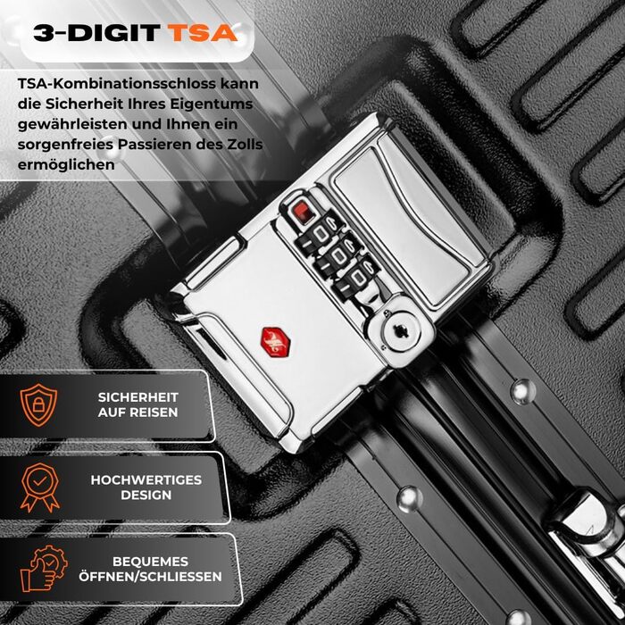 Чорний валіза it-Go з алюмінієвим каркасом, великий, на 4 колесах, ручна поклажа, для подорожей