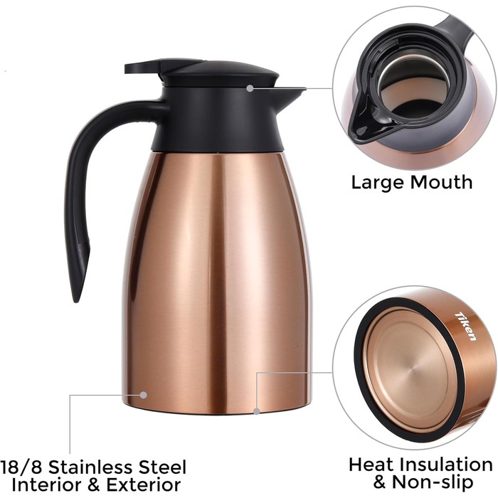 1.5L Thermos Flask Stainless Steel Double-Walled Vacuum Insulation Insulated Carafe Coffee Pot