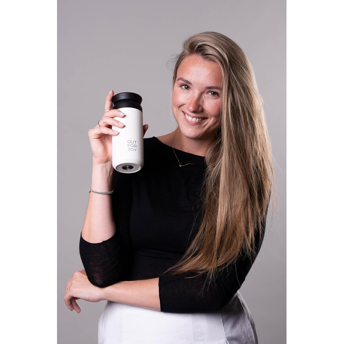 Термокружка з нержавіючої сталі 350 мл | Термокружка для кави та чаю на винос | З подвійними стінками, ізольована, не протікає | Travel Tumbler | Зберігає тепло 4 години / холод 8 годин (Білий Шовк)